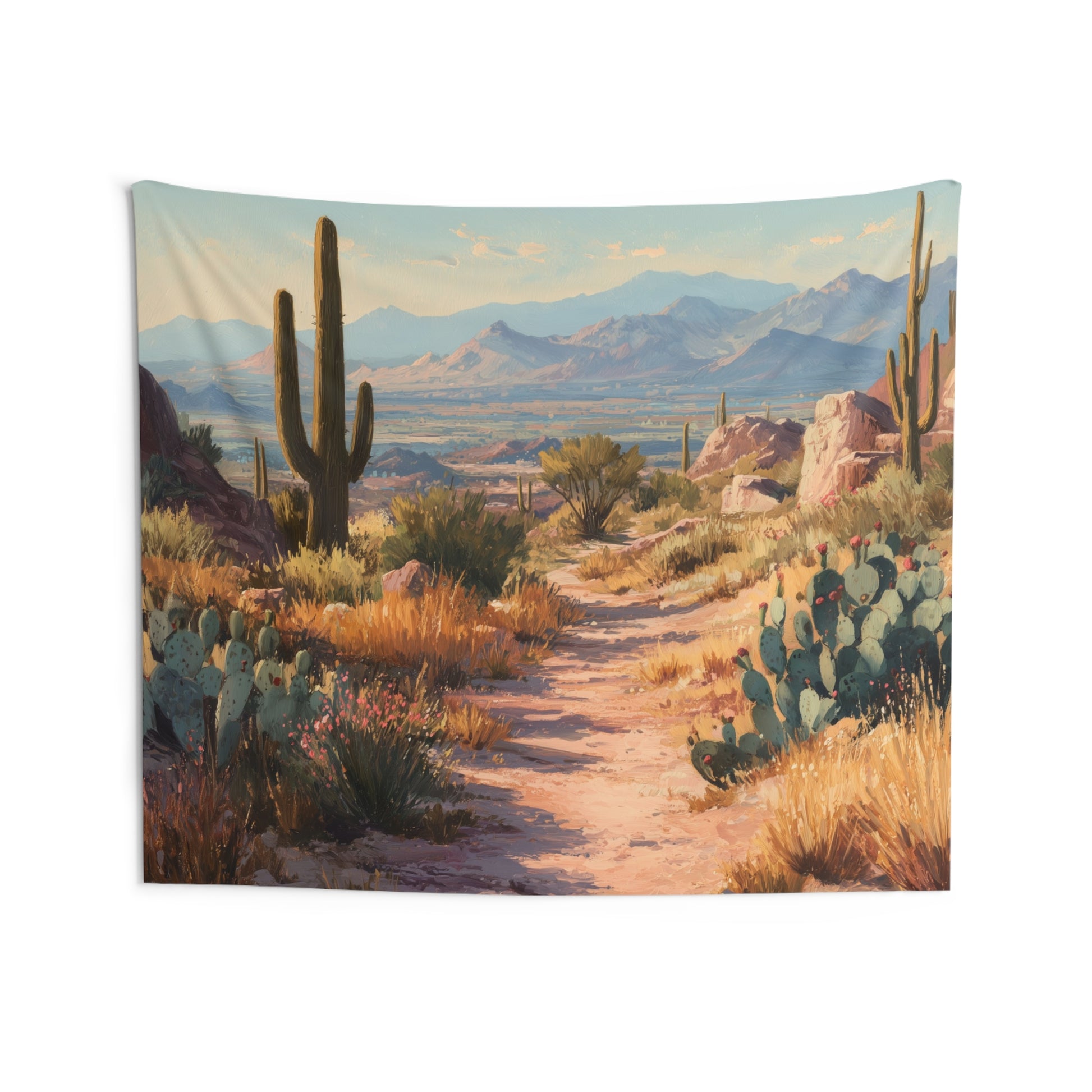 Desert Tapestry, Cactus Mountains Nature Wall Art Hanging Cool Unique Landscape Aesthetic Large Small Decor Bedroom College Dorm Room - Starcove Fashion