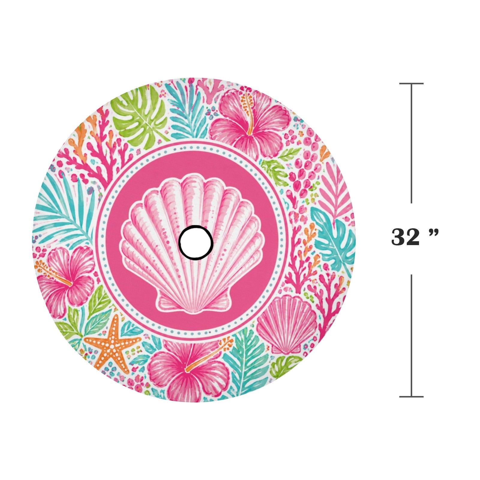 Pink Beach Spare Tire Cover, Sea Shell Ocean Coral Hibiscus White Tropical Wheel Backup Camera Hole Camping RV Back Women Trailer Waterproof - Starcove Fashion