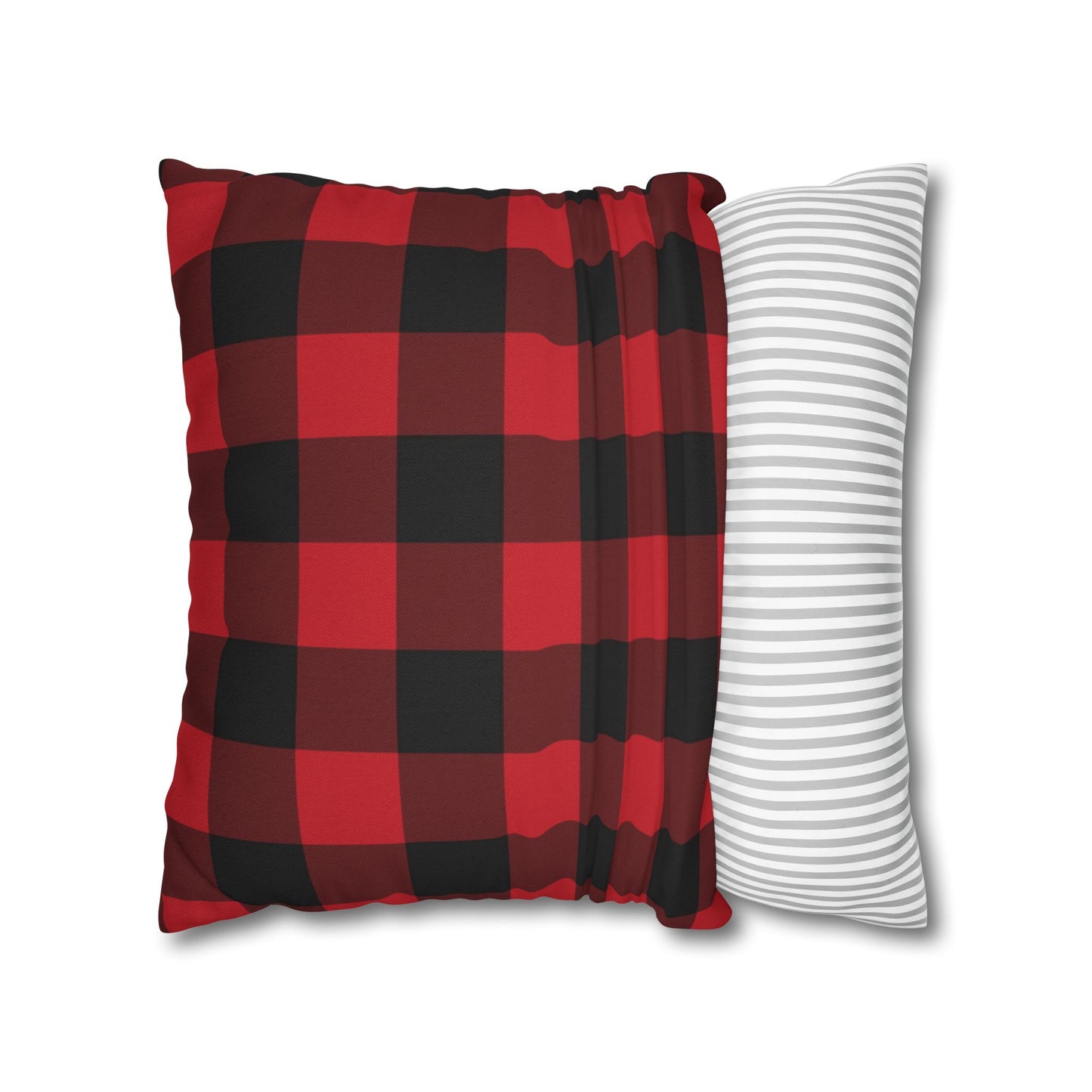 Red Buffalo Plaid Pillow Case, Black Check Square Christmas Throw Decorative Cover Decor Bedding Bed Accent Couch Sofa Bedroom