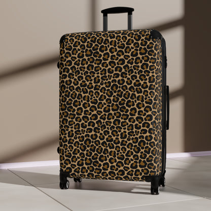 Leopard Suitcase Luggage, Animal Print Cheetah Carry On 4 Wheels Cabin Travel Small Large Set Rolling Spinner Lock Designer Hard Shell Case - Starcove Fashion