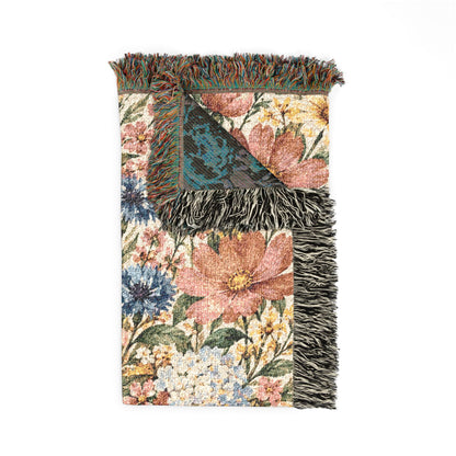 Personalized Grandmother Woven Blanket Tapestry, Grandma Nana Floral Throw Custom Kids Names Mimi First Time Cotton Small Large Wall Hanging