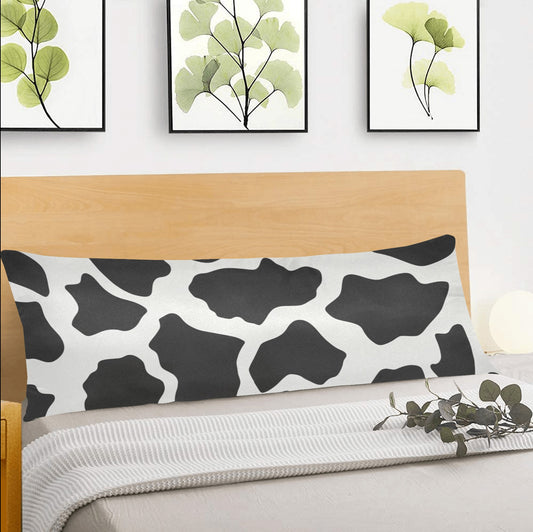 Cow Body Pillow Case, Black White Skin Hide Animal Print Long Large Bed Accent Pillowcase Print Throw Decor Decorative Cover