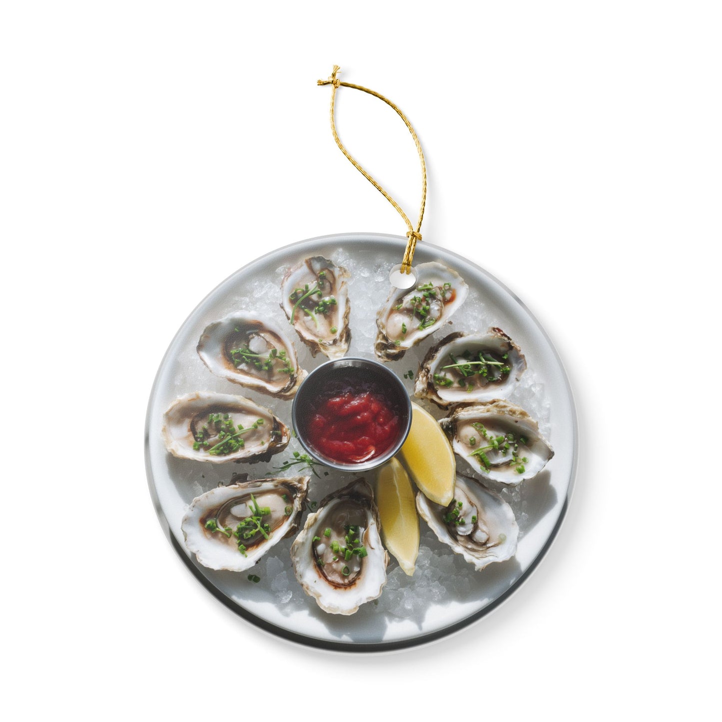 Oysters Ceramic Ornaments, Coastal Dinner Sea Food Shells Christmas Tree Xmas Decor Decorations Wreath Holiday Ribbon Unique