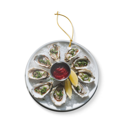 Oysters Ceramic Ornaments, Coastal Dinner Sea Food Shells Christmas Tree Xmas Decor Decorations Wreath Holiday Ribbon Unique
