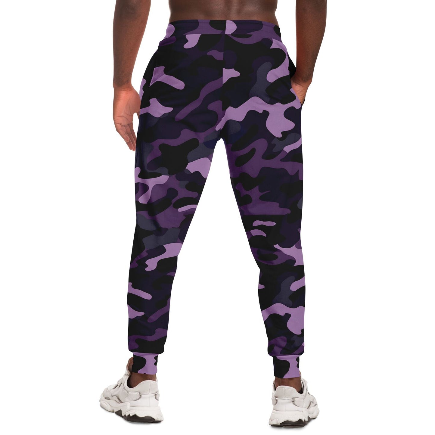 Black Purple Camo Joggers Sweatpants with Pockets, Camouflage Women Men Female Ladies Fleece Comfy Cotton Sweats Pants Loungewear Bottoms