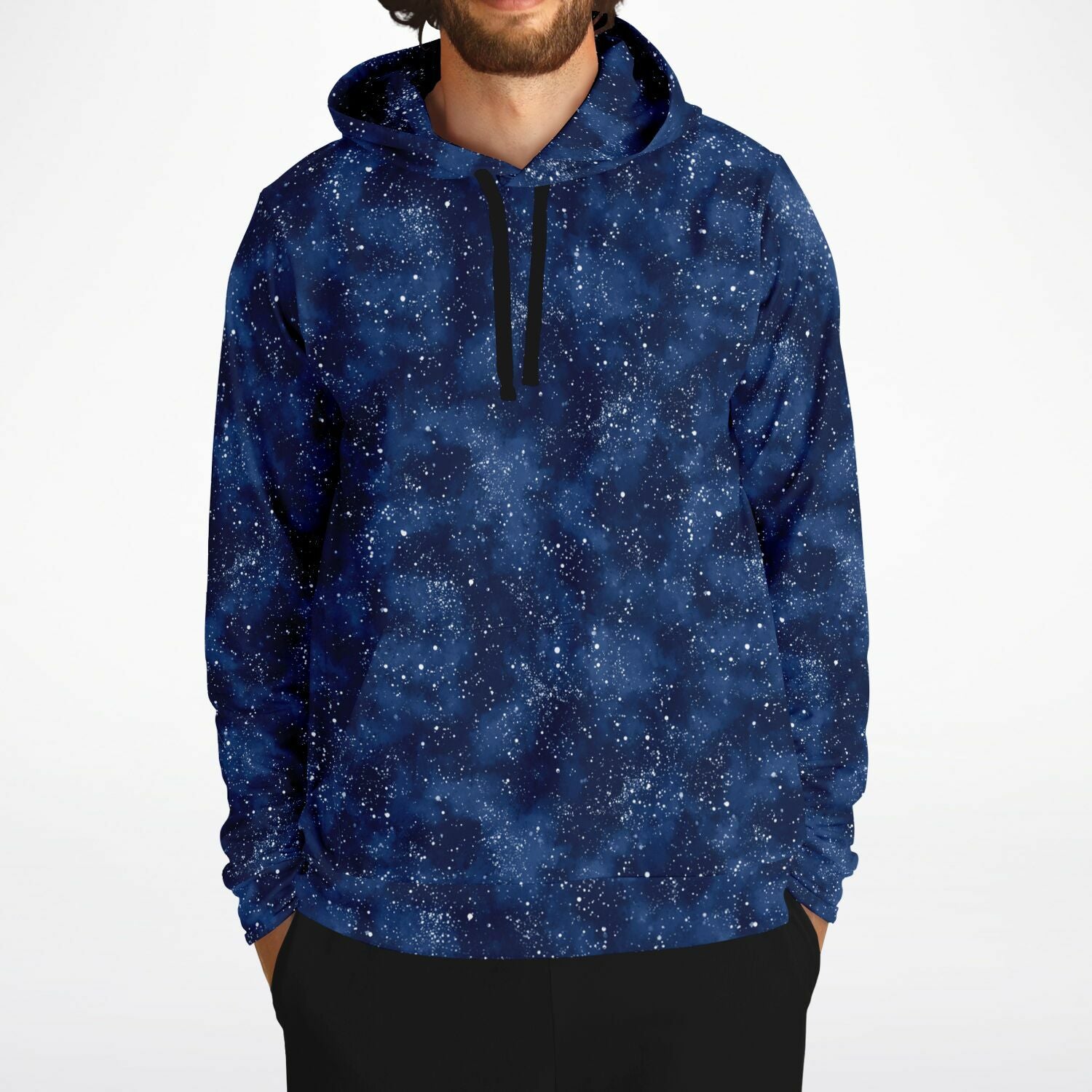 Blue Galaxy Hoodie, Navy Space Stars Pullover Men Women Adult Aesthetic Graphic Cotton Hooded Sweatshirt with Pockets Designer Plus Size - Starcove Fashion