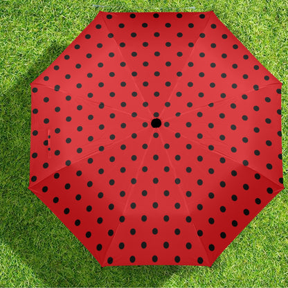 Black Red Polka Dot Umbrella, Ladybug Golf Semi-Automatic Sun Beach Rain Parasol Large Compact Travel Windproof Designer Luxury Folding - Starcove Fashion