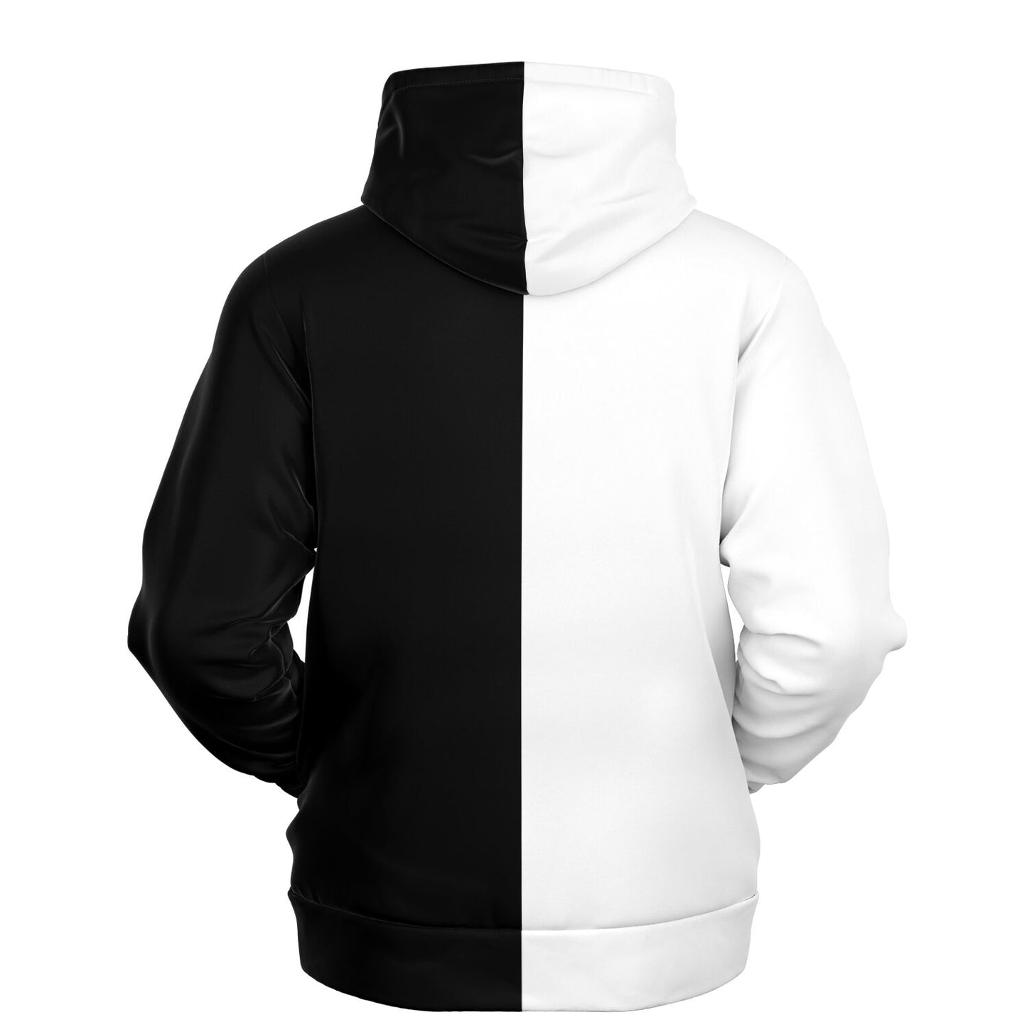 Half Black and Half White Hoodie, Two Tone Pullover Men Women Adult Aesthetic Graphic Cotton Hooded Sweatshirt with Pockets