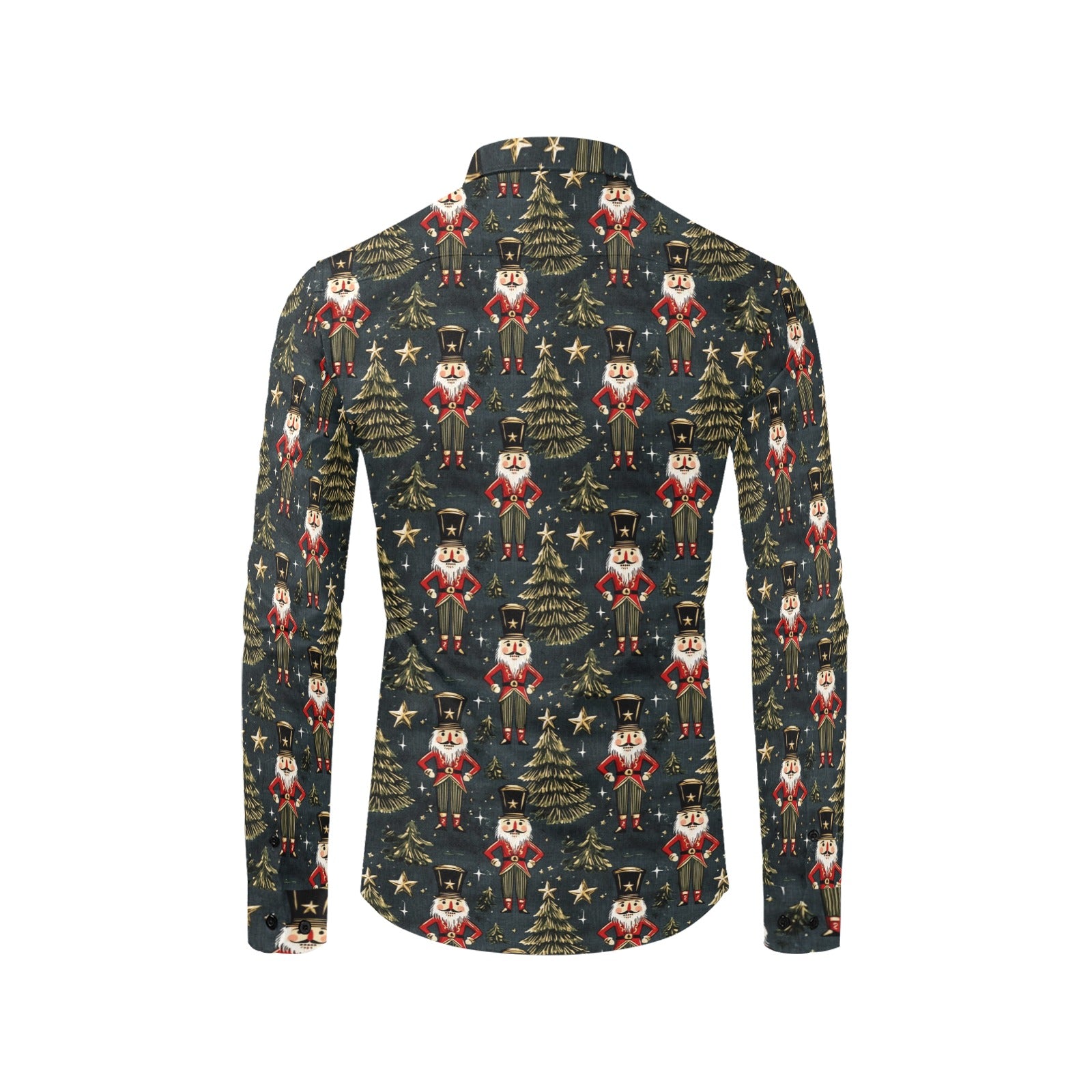 Nutcracker Christmas Long Sleeve Men Button Up Shirt, Xmas Trees Green Casual Buttoned Collared Designer Male Guys Dress Shirt Chest Pocket 2XL Nutcracker Christmas Long Sleeve Men Button Up Shirt, Xmas Trees Green Casual Buttoned Collared Designer Male Guys Dress Shirt Chest Pocket 2XL