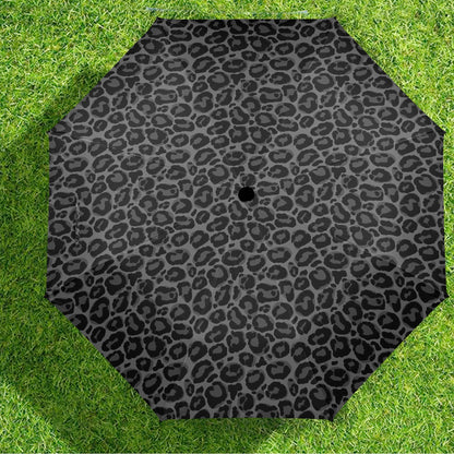 Black Leopard Umbrella, Animal Print Grey Golf Anti-UV Semi-Automatic Sun Rain Parasol Large Compact Windproof Designer Luxury Men Women