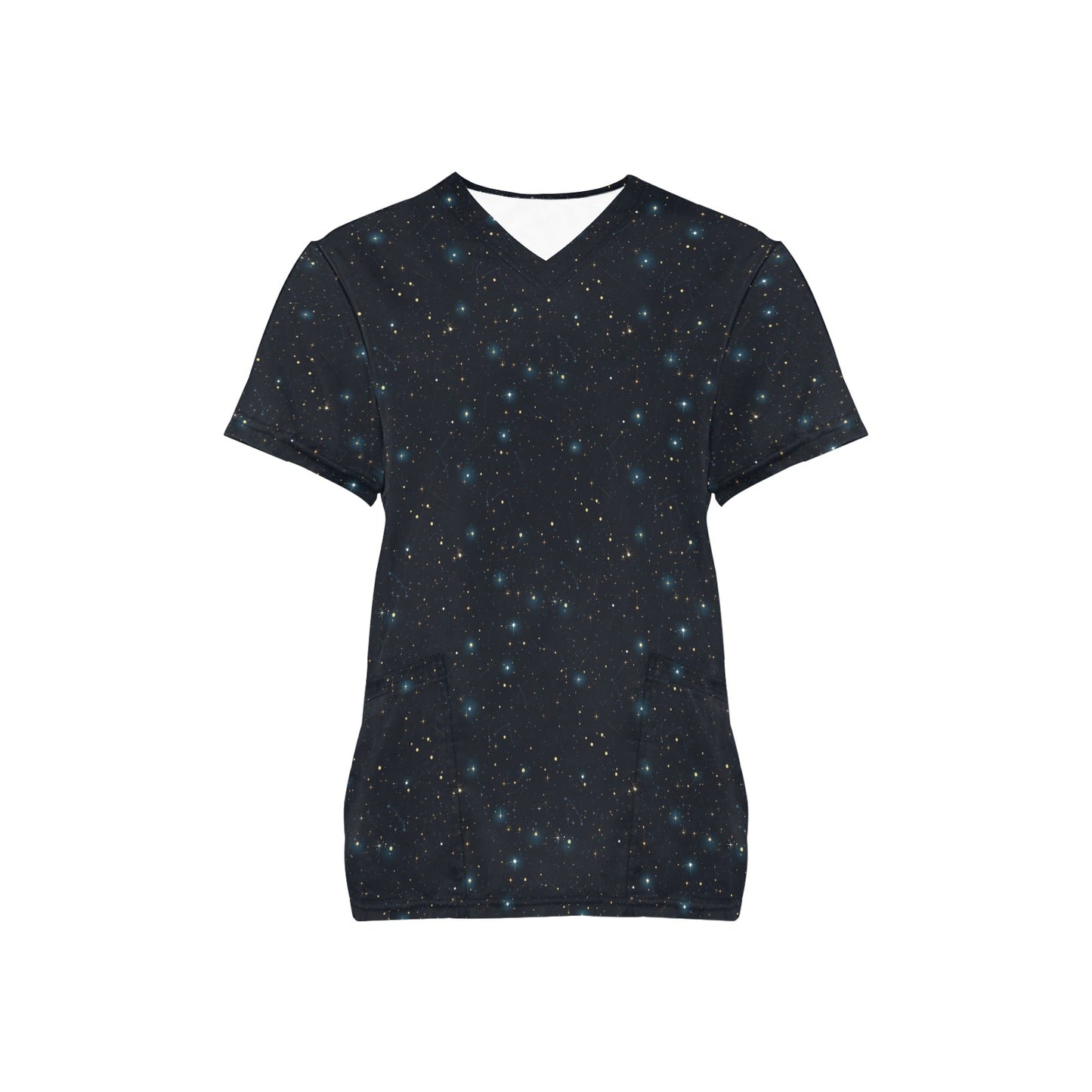 Constellation Medical Scrubs Top Women, Stars Space Galaxy Ladies Female Plus Size Nursing Nurse Vet Veterinary Assistant Uniform Pockets - Starcove Fashion