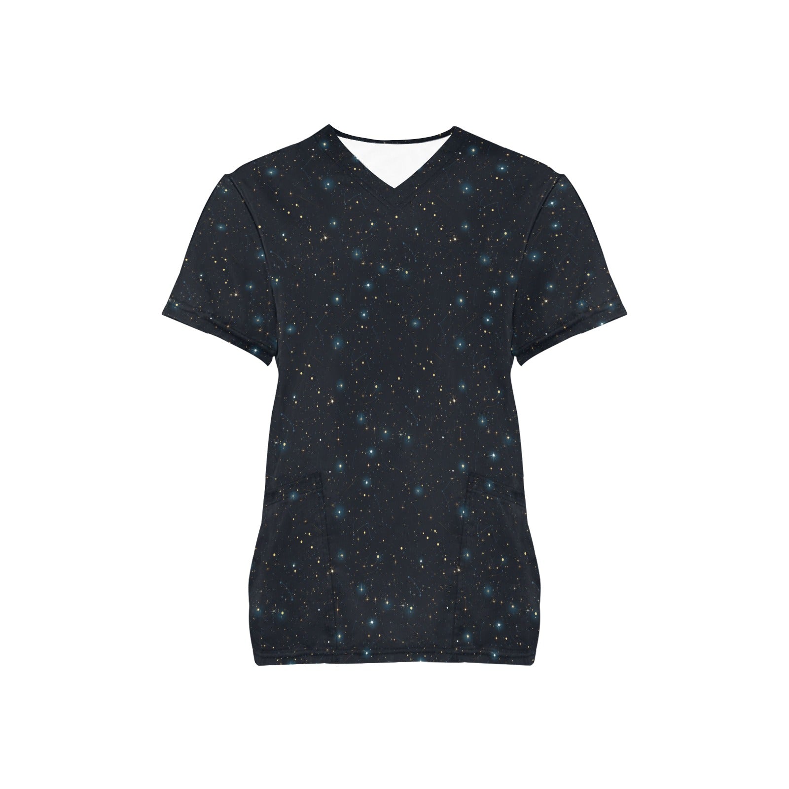 Constellation Medical Scrubs Top Women, Stars Space Galaxy Ladies Female Plus Size Nursing Nurse Vet Veterinary Assistant Uniform Pockets - Starcove Fashion