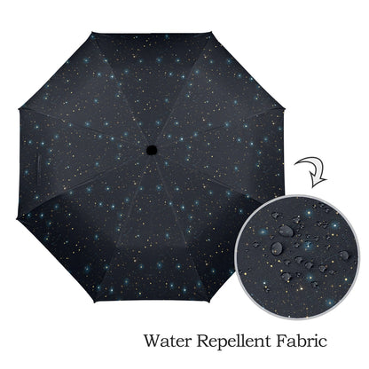 Constellation Umbrella, Space Stars Universe Golf Anti-UV Semi-Automatic Sun Rain Parasol Large Compact Windproof Designer Luxury Men Women