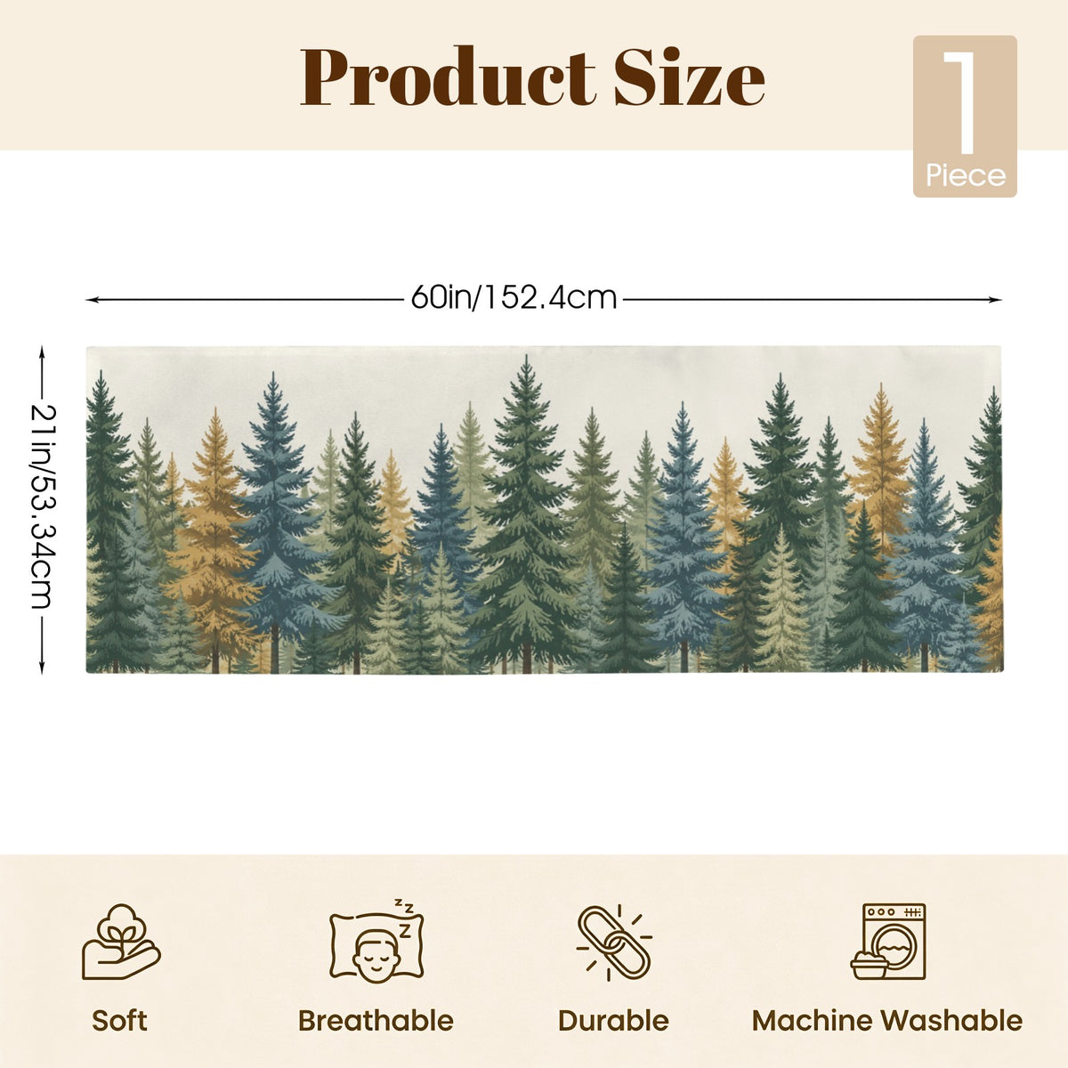 Forest Evergreen Body Pillow Case, Pine Tree Woodland Nature Green Rustic Long Large Bed Accent Pillowcase Print Throw Decorative Cover