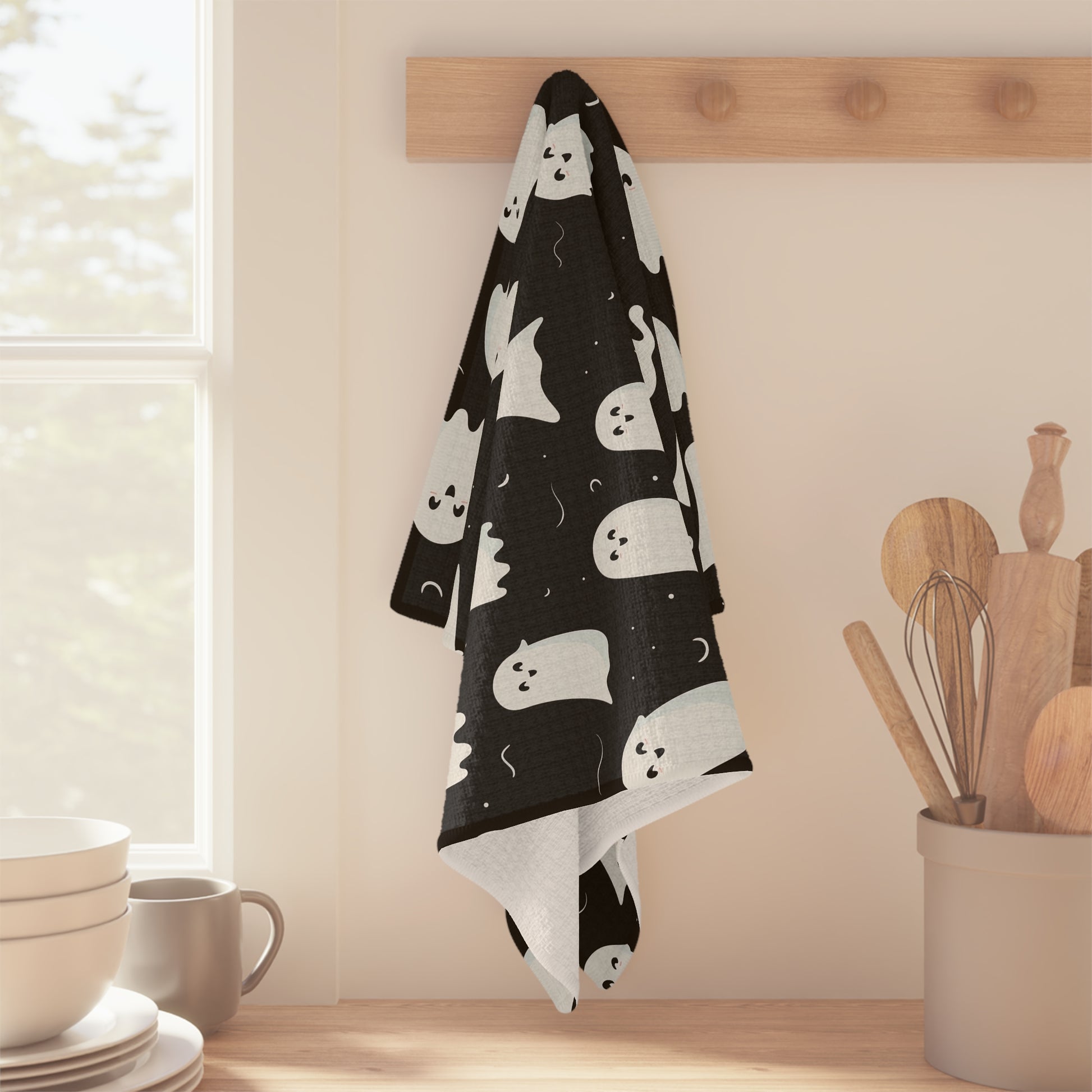 Ghosts Kitchen Towel, Halloween Black White Fall Funny Tea Dish Hand T –  Starcove Fashion