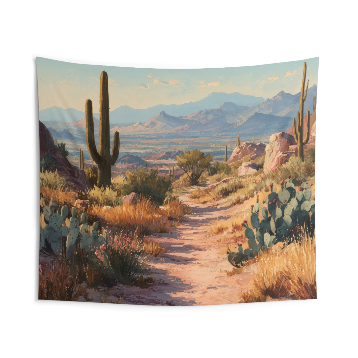 Desert Tapestry, Cactus Mountains Nature Wall Art Hanging Cool Unique Landscape Aesthetic Large Small Decor Bedroom College Dorm Room - Starcove Fashion