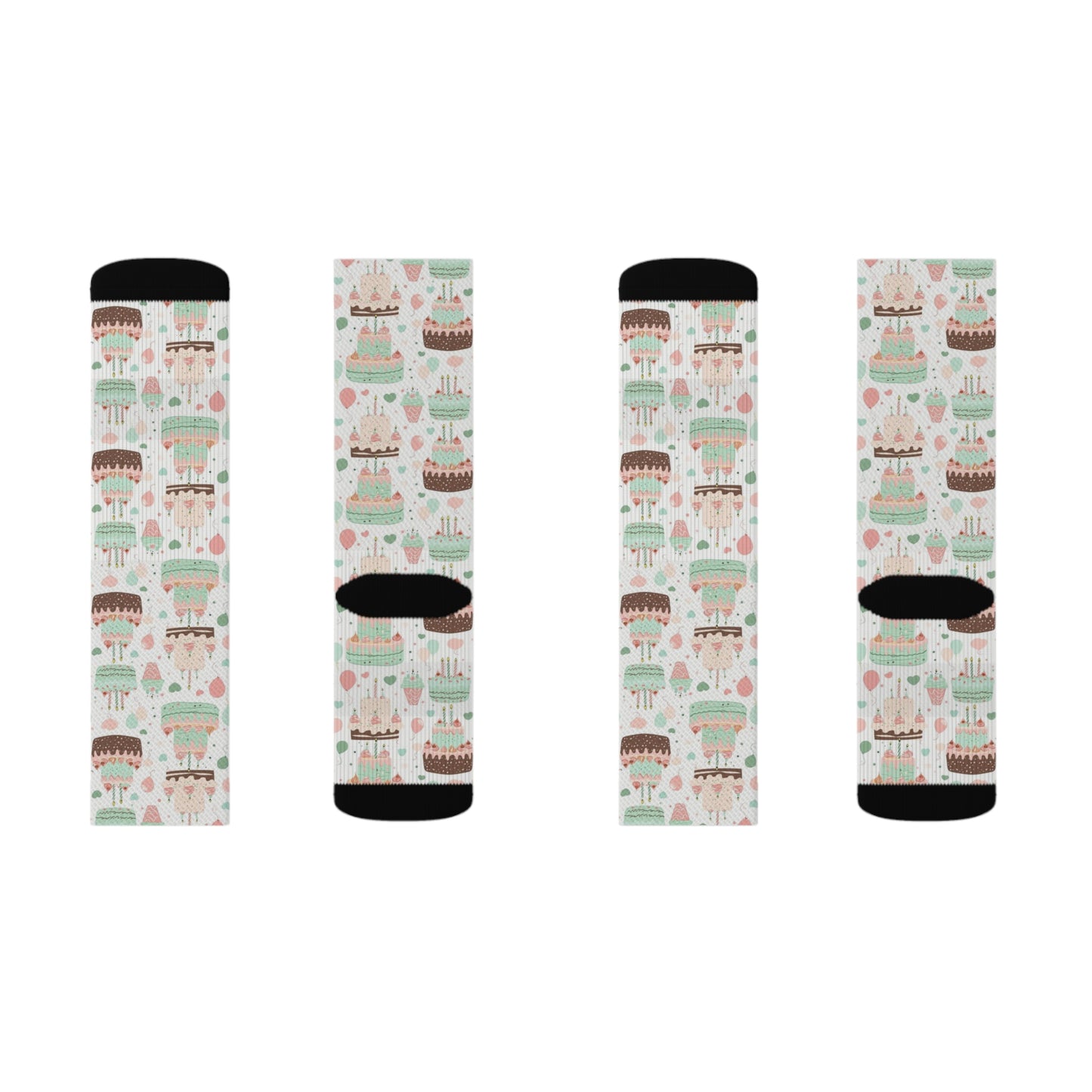 Birthday Socks, Happy Cake Party Crew Sublimation Women Men Designer Fun Novelty Cool Funky Crazy Casual Cute Unique Dress