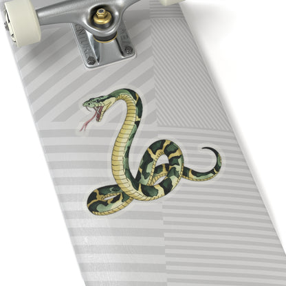 Snake Sticker Decal, Green Animal Reptile Watercolor Art Vinyl Laptop Cute Waterbottle Tumbler Car Waterproof Bumper Clear Die Cut Wall