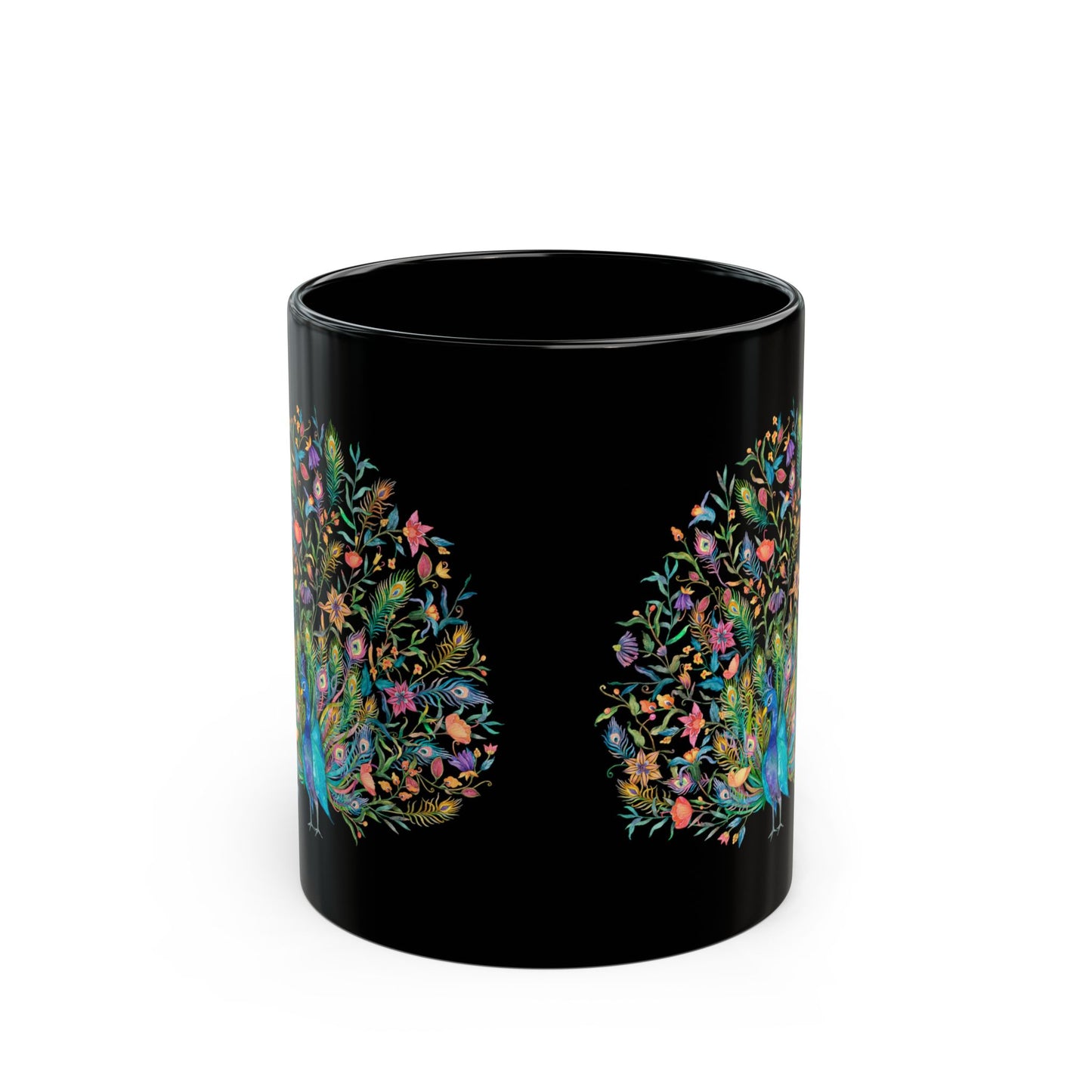 Majestic Peacock Coffee Black Mug, Feather Bird Art Animal Black Ceramic Cup Tea Lover Unique Microwave Safe Novelty Cool Gift Ceramic - Starcove Fashion
