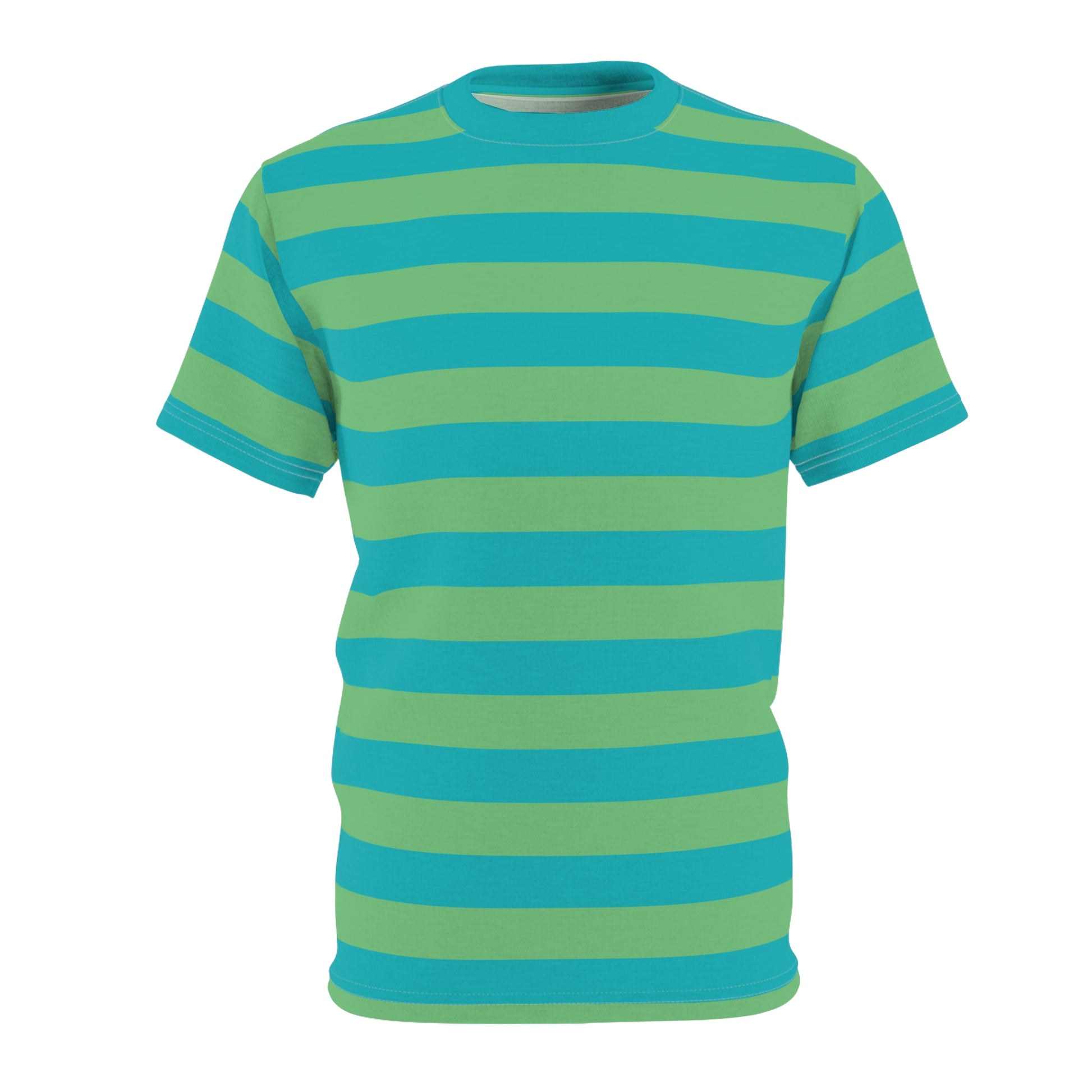 Light Blue Green Striped Tshirt, Pastel Stripes Designer Graphic Lightweight Heavyweight Crewneck Men Women Tee Top Short Sleeve Shirt - Starcove Fashion