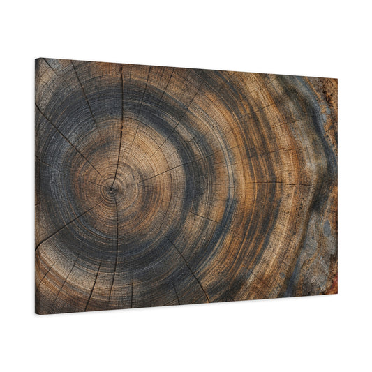 Tree Rings Canvas Gallery Wrap, Wood Farmhouse Nature Earth Watercolor Wall Art Print Decor Small Large Hanging Modern Landscape Living Room