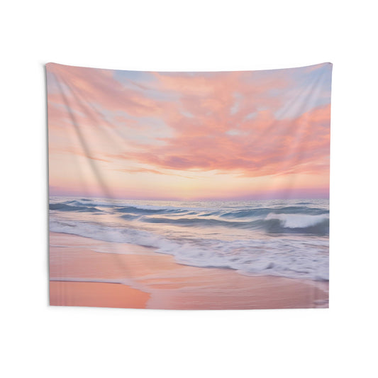 Light Pink Sunset Tapestry, Beach Ocean Wall Art Hanging Cool Unique Landscape Aesthetic Large Small Decor Bedroom College Dorm Room Starcove Fashion