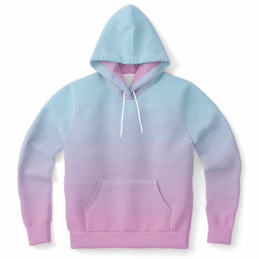 Pink Blue Ombre Hoodie, Pastel Gradient Tie dye Pullover Men Women Adult Aesthetic Cotton Hooded Sweatshirt Pockets Designer Plus Size