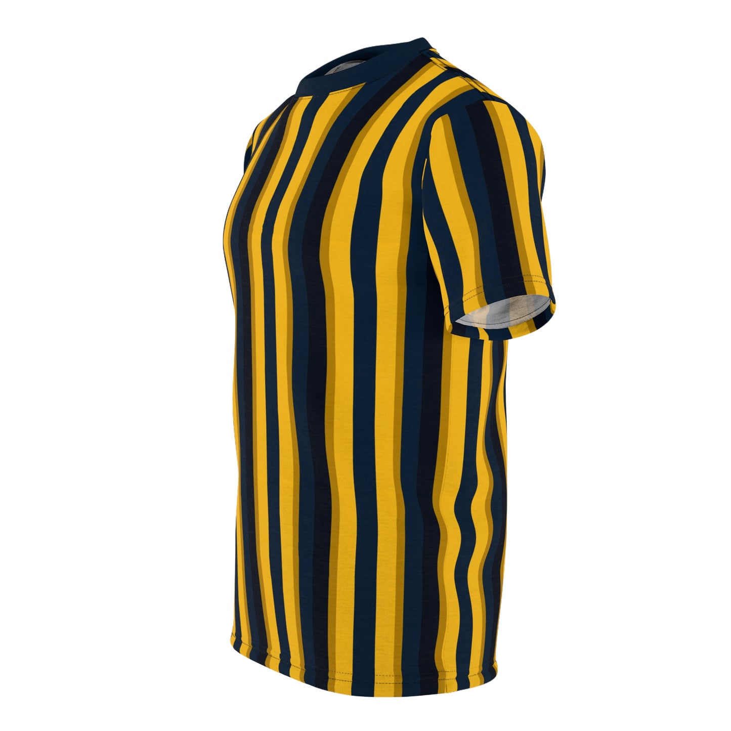 Yellow Blue Striped Tshirt, Vertical Black Stripe Designer Aesthetic Lightweight Heavyweight Crewneck Men Women Tee Top Short Sleeve Shirt