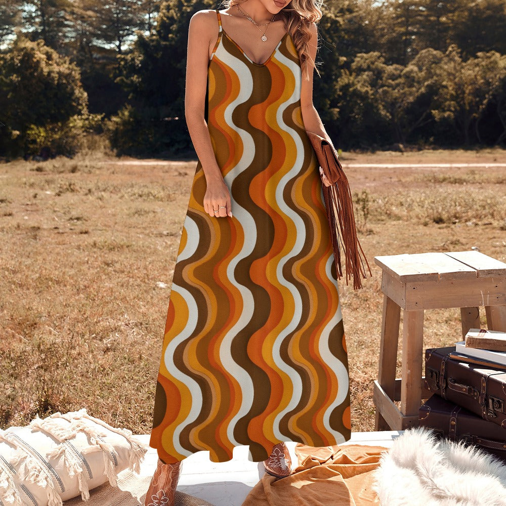 fitted lace wedding dress 70s Wavy Stripes Maxi Dress, Retro Vintage Orange Long Spaghetti Straps Flowy Women Sleeveless Designer Plus Size Cocktail Party Summer L / White fitted lace wedding dress 70s Wavy Stripes Maxi Dress, Retro Vintage Orange Long Spaghetti Straps Flowy Women Sleeveless Designer Plus Size Cocktail Party Summer L / White