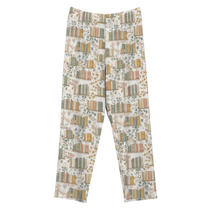 Book Women Pajamas Pants, Reading Flowers Floral Bookworm Library Club PJ Spa Pockets Trousers Matching Ladies Bottoms
