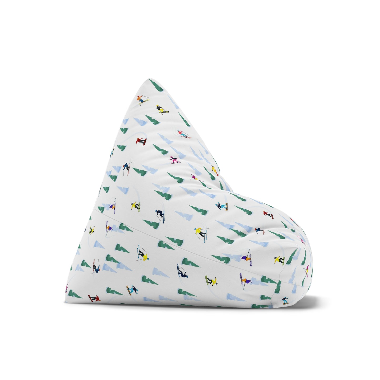 Ski Bean Bag Chair Cover, Snowboard Winter Sport Mountain Washable Triangle Small Large Adult Children Kids Sofa Dorm Decor Unfilled Sack