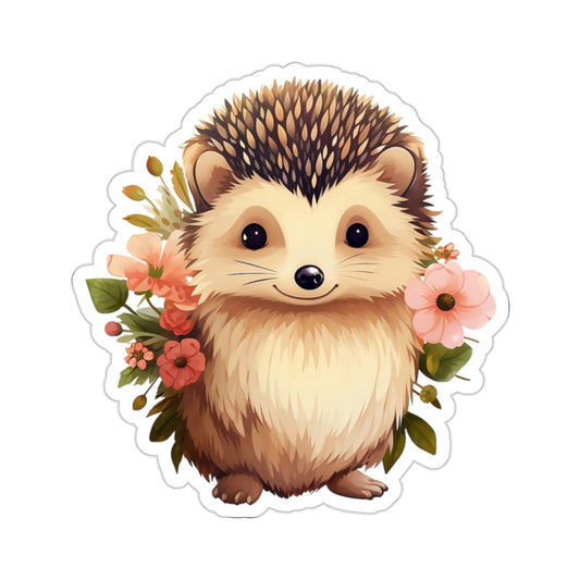 Hedgehog Sticker Decal, Animal Floral Art Vinyl Laptop Cute Waterbottle Tumbler Car Waterproof Bumper Clear Aesthetic Die Cut Wall Starcove Fashion