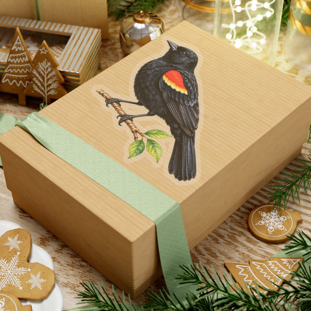 Red-Winged Blackbird Bird Sticker Decal, Birdwatcher Wetland Watercolor Art Vinyl Laptop Waterbottle Tumbler Car Waterproof Bumper Clear Die Cut