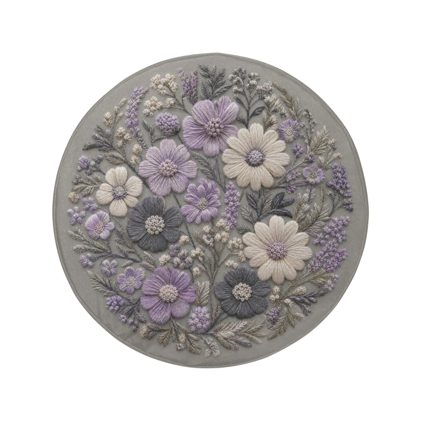 Wild Flowers Spare Tire Cover, Faux Embroidery Purple Lunar Grey Printed Grassy Botanicals Floral Wheel Backup Camera Hole Trailer Back RV - Starcove Fashion