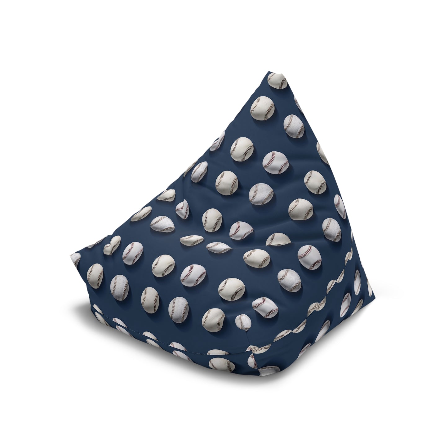 Baseball Bean Bag Chair Cover, Sports Balls Blue Washable Triangle Furniture Small Large Adult Children Kids Sofa Apartment Dorm Unfilled