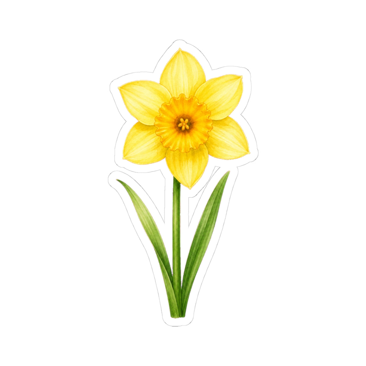 Yellow Daffodil Flower Sticker Decal, Blossom Floral Watercolor Art Vinyl Cute Waterbottle Tumbler Car Waterproof Bumper Clear Die Cut Wall - Starcove Fashion