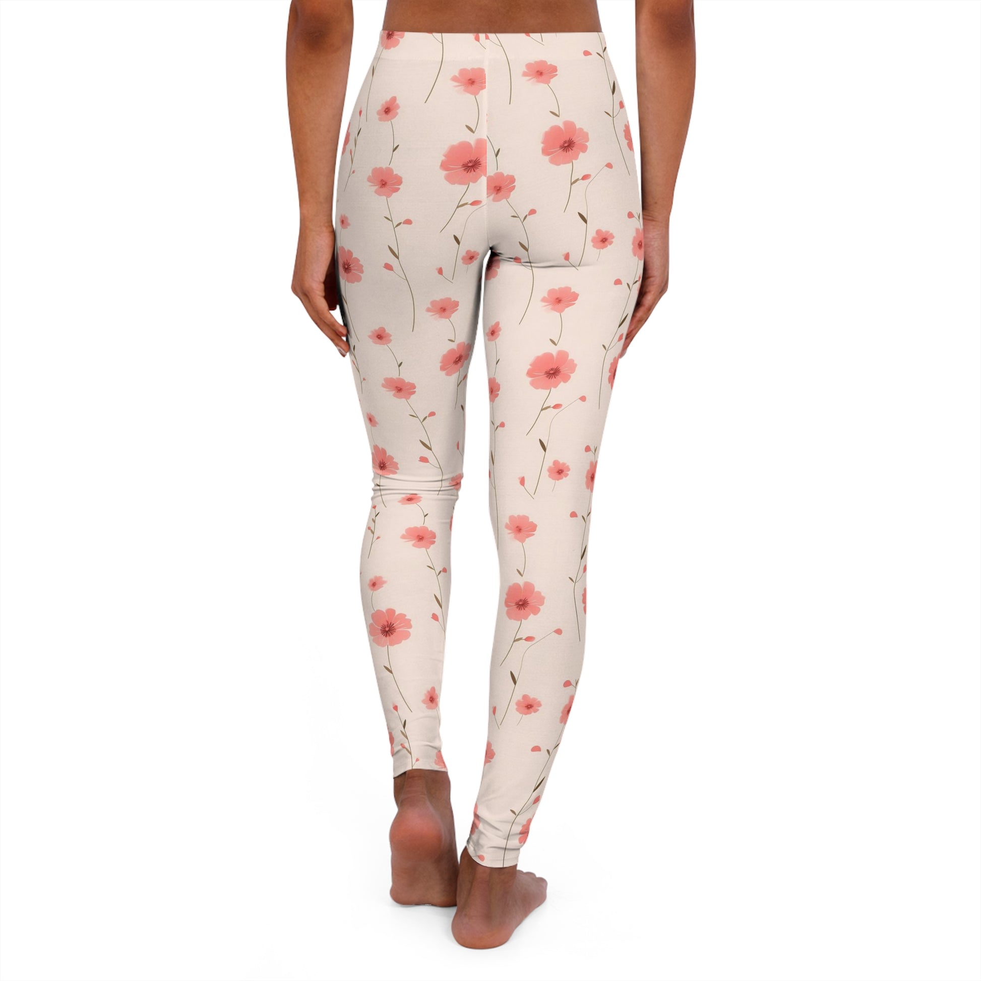 Pink Flowers Leggings Women, Floral Printed Yoga Pants Spandex Skinny –  Starcove Fashion