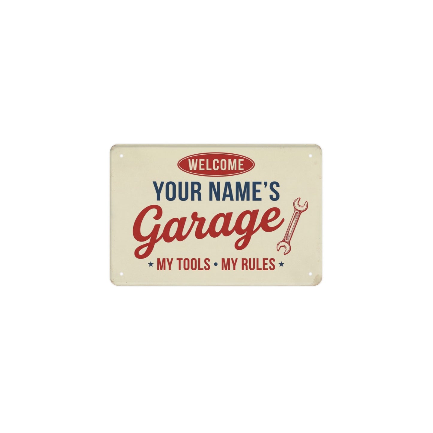 Custom Garage Metal Tin Signs, Personalized Name Workshop Retro Wall Hanging Tacker Outdoors Exterior Mechanic Tools Men Husband Gift