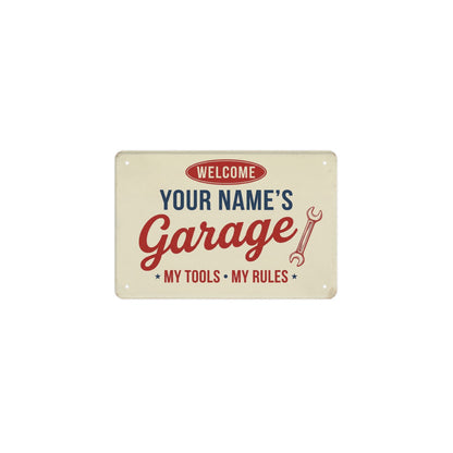Custom Garage Metal Tin Signs, Personalized Name Workshop Retro Wall Hanging Tacker Outdoors Exterior Mechanic Tools Men Husband Gift