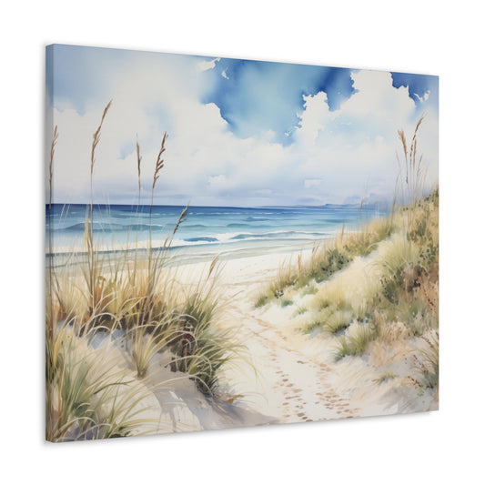 Beach Canvas Gallery Wrap, Coastal Sand Dunes Ocean Wall Art Print Decor Small Large Hanging Landscape Living Room
