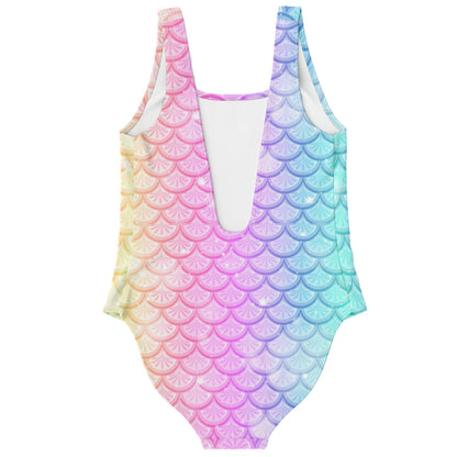 Mermaid One Piece Swimsuit for Women, Pastel Tie Dye Ombre Scales Adult Cute Designer Swim Swimming Bathing Suits Body Swimwear Starcove Fashion