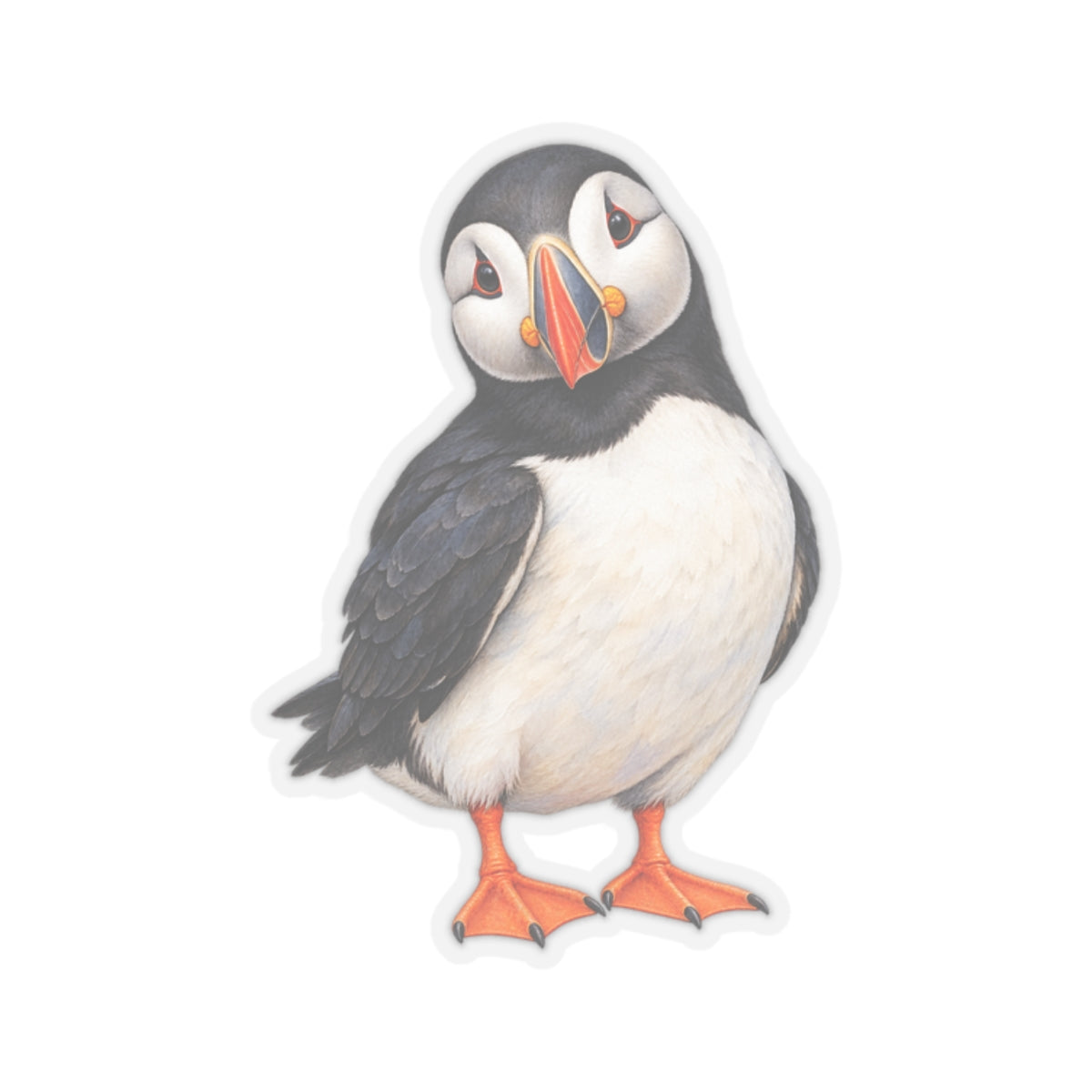 Atlantic Puffin Sticker Decal, Bird Seabird Watercolor Art Vinyl Laptop Cute Waterbottle Tumbler Car Waterproof Bumper 4x4 Clear Die Cut