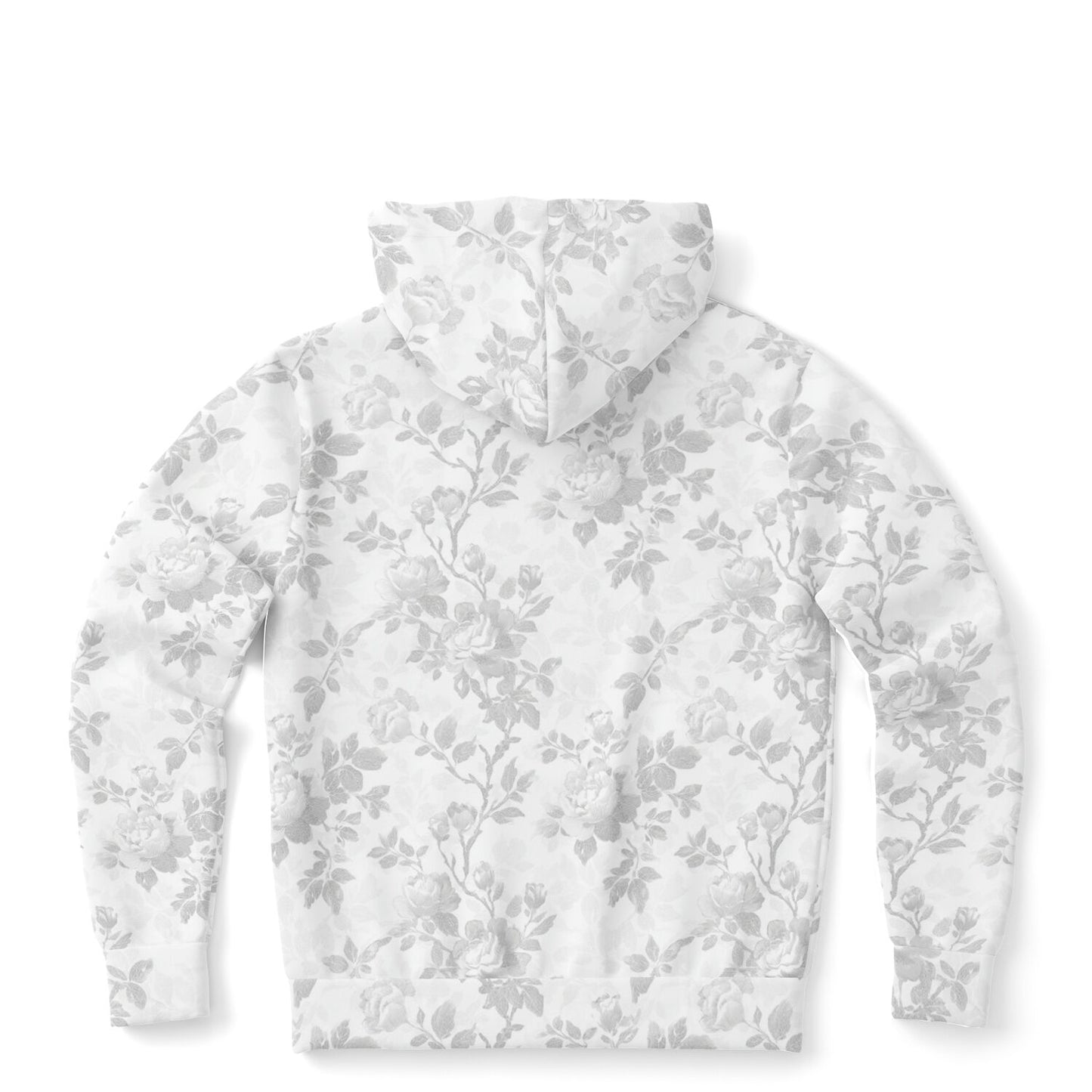 White Floral Zip Up Hoodie, Flowers Full Zipper Pocket Men Women Unisex Adult Aesthetic Graphic Cotton Fleece Hooded Sweatshirt - Starcove Fashion