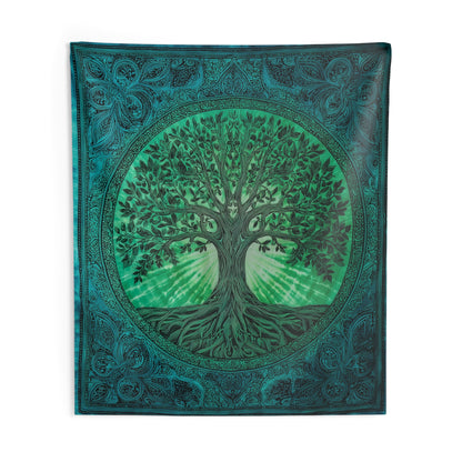 Tree of Life Tapestry, Boho Tie Dye Indian Green Wall Art Hanging Cool Unique Vertical Large Small Decor Bedroom College Dorm Room