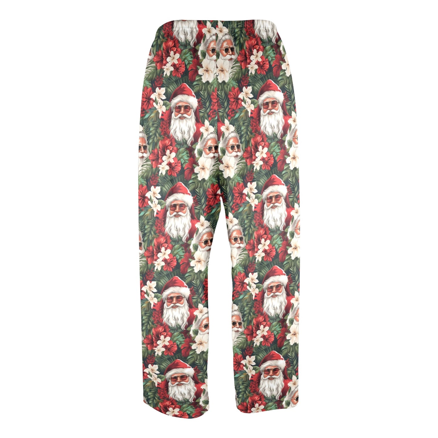 Santa Claus Men Pajamas Pants, Christmas Xmas Green Vintage Retro PJ Pockets Sleep Lounge Trousers Guys Male Plus Size Sleepwear Bottoms