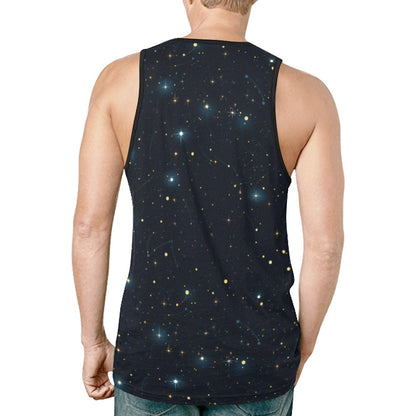 Constellation Tank Top Shirt, Space Galaxy Stars Men Guys Male Sleeveless Festival Workout Fitness Sports Summer Casual Muscle Graphic Tee