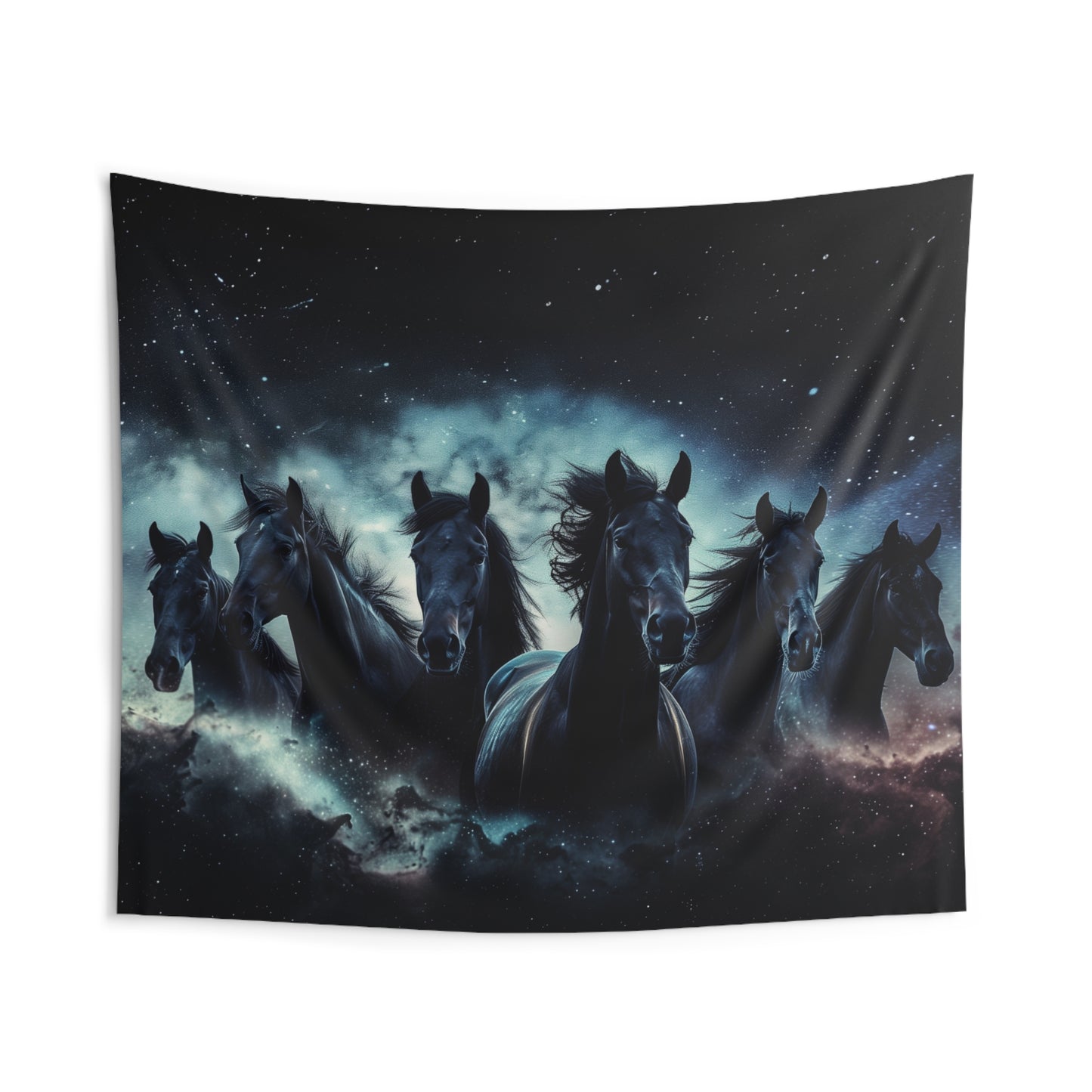 Horses Tapestry, Space Galaxy Stars Wall Art Hanging Cool Unique Landscape Large Small Decor Bedroom College Dorm Room
