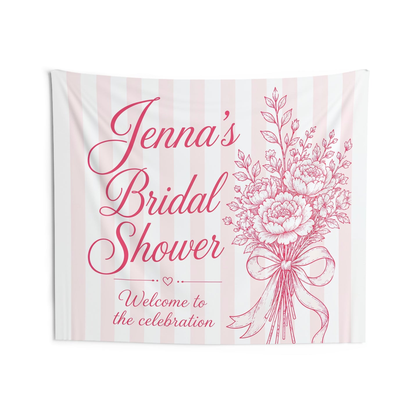 Custom Bridal Shower Tapestry, Personalized Bride to Be Pink Welcome Backdrop Floral Wall Art Hanging Landscape Large Small Decor Banner - Starcove Fashion