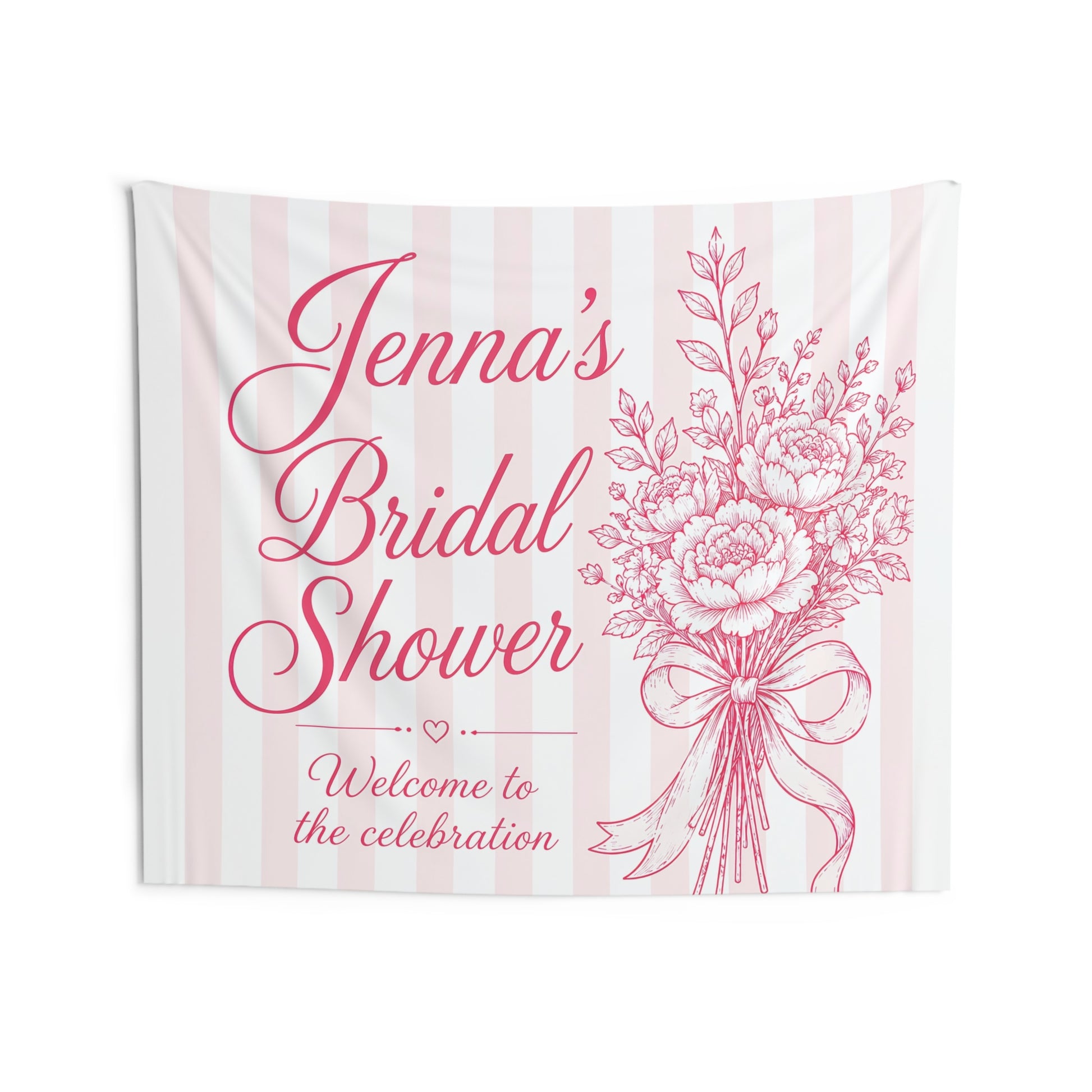 Custom Bridal Shower Tapestry, Personalized Bride to Be Pink Welcome Backdrop Floral Wall Art Hanging Landscape Large Small Decor Banner - Starcove Fashion
