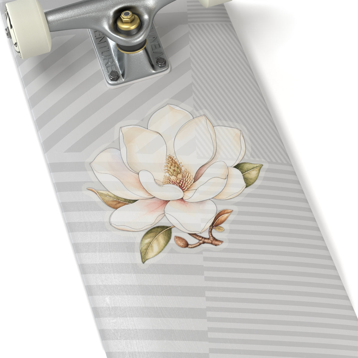 White Magnolia Flower Sticker Decal, Blossom Floral Watercolor Art Vinyl Cute Waterbottle Tumbler Car Waterproof Bumper Clear Die Cut Wall - Starcove Fashion